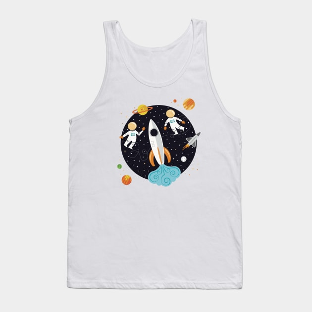 Astronauts in Outerspace Tank Top by latheandquill